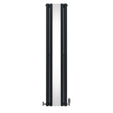 Radiateur à Colonne Ovale avec Miroir & Valves - 1800mm x 380mm – Gris Anthracite