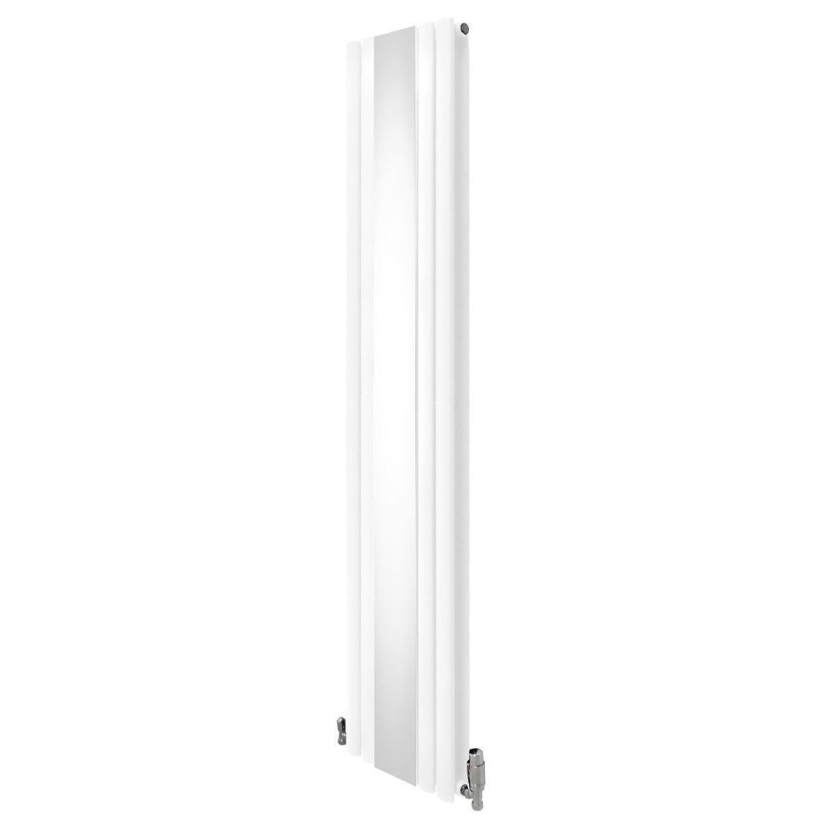 Radiateur à Colonne Ovale avec Miroir & Valves - 1800mm x 380mm – Blanc