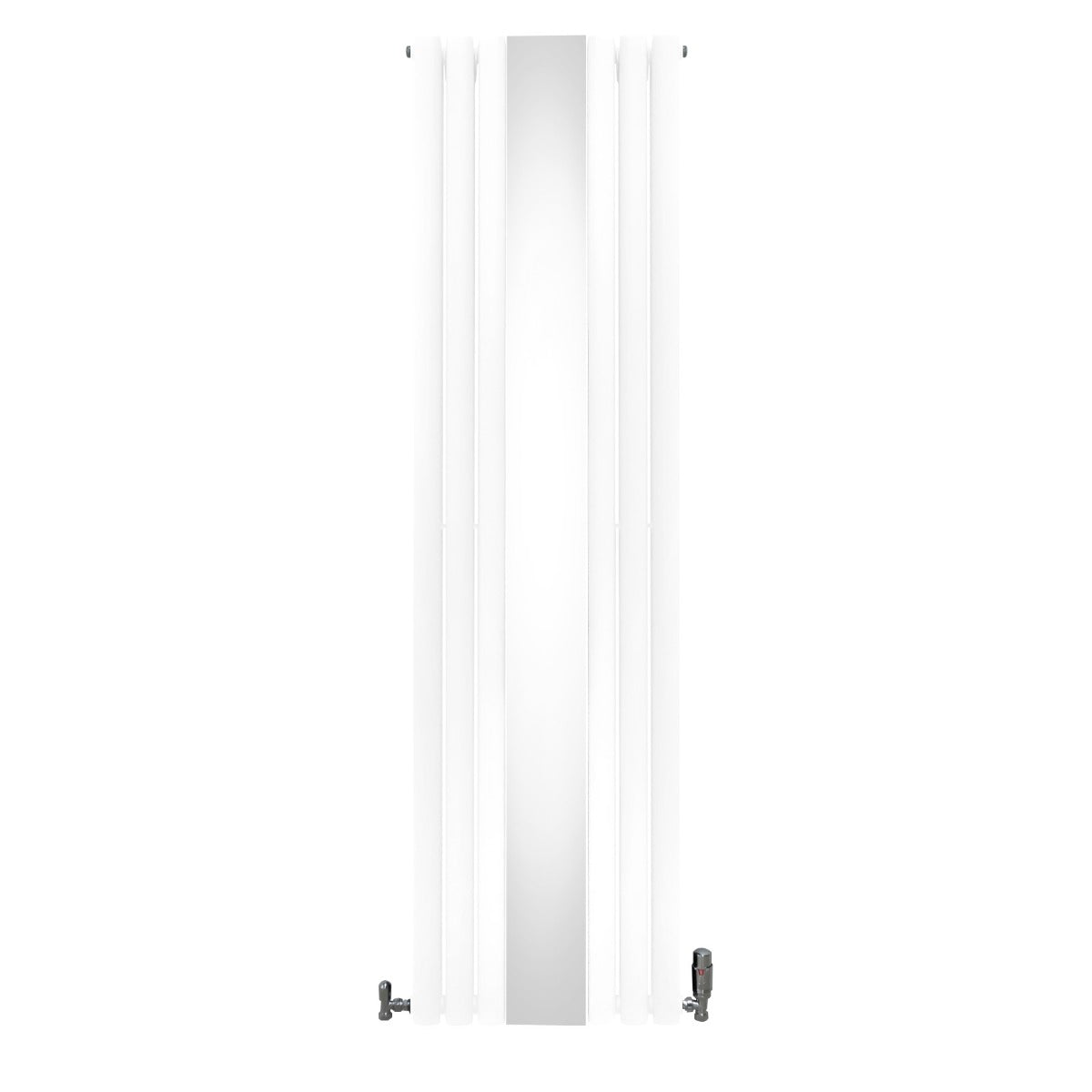 Radiateur à Colonne Ovale avec Miroir & Valves - 1800mm x 500mm – Blanc