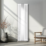 Radiateur à Colonne Ovale avec Miroir & Valves - 1800mm x 500mm – Blanc