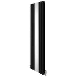 Radiateur à Colonne Ovale avec Miroir & Valves - 1800mm x 500mm – Noir