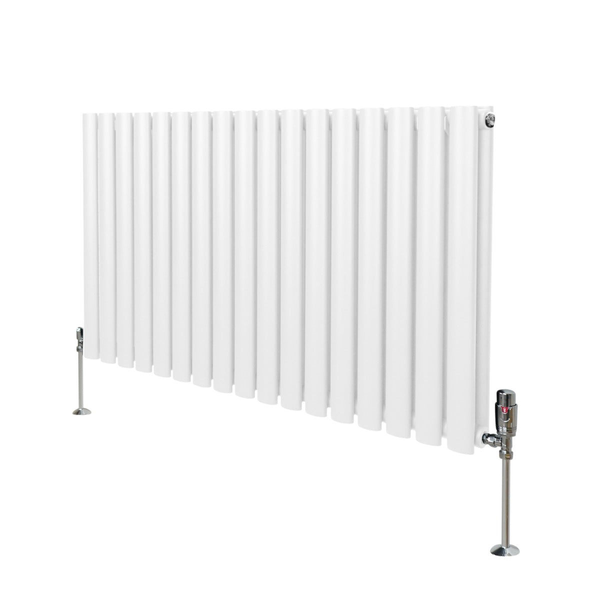 Radiateur à Colonne Ovale & Robinet Thermostatique Chromé - 600mm x 1020mm – Blanc