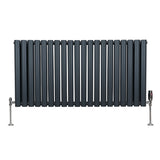 Radiateur à Colonne Ovale & Robinet Thermostatique Chromé - 600mm x 1200mm – Gris Anthracite