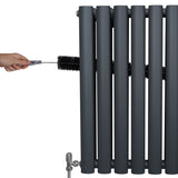 Radiateur à Colonne Ovale & Robinet Thermostatique Chromé - 600mm x 1200mm – Gris Anthracite