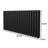 Radiateur à Colonne Ovale & Robinet Thermostatique Chromé - 600mm x 1200mm – Noir