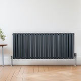 Radiateur à Colonne Ovale & Robinet Thermostatique Chromé - 600mm x 1440mm – Gris Anthracite