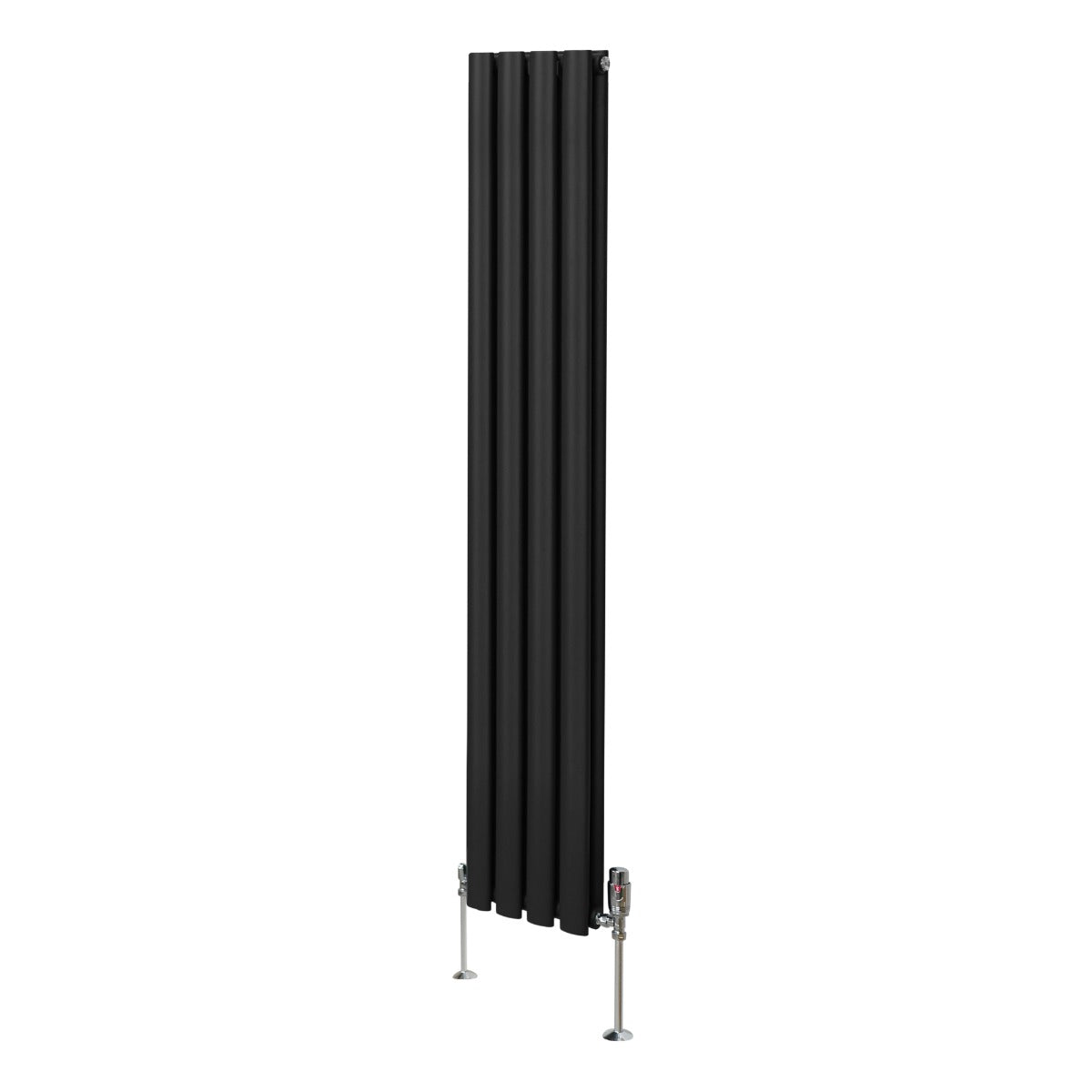 Radiateur à Colonne Ovale & Robinet Thermostatique Chromé - 1600mm x 240mm – Noir