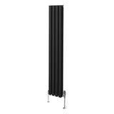 Radiateur à Colonne Ovale & Robinet Thermostatique Chromé - 1600mm x 240mm – Noir