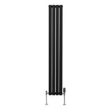 Radiateur à Colonne Ovale & Robinet Thermostatique Chromé - 1600mm x 240mm – Noir