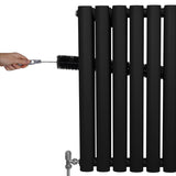 Radiateur à Colonne Ovale & Robinet Thermostatique Chromé - 1600mm x 240mm – Noir