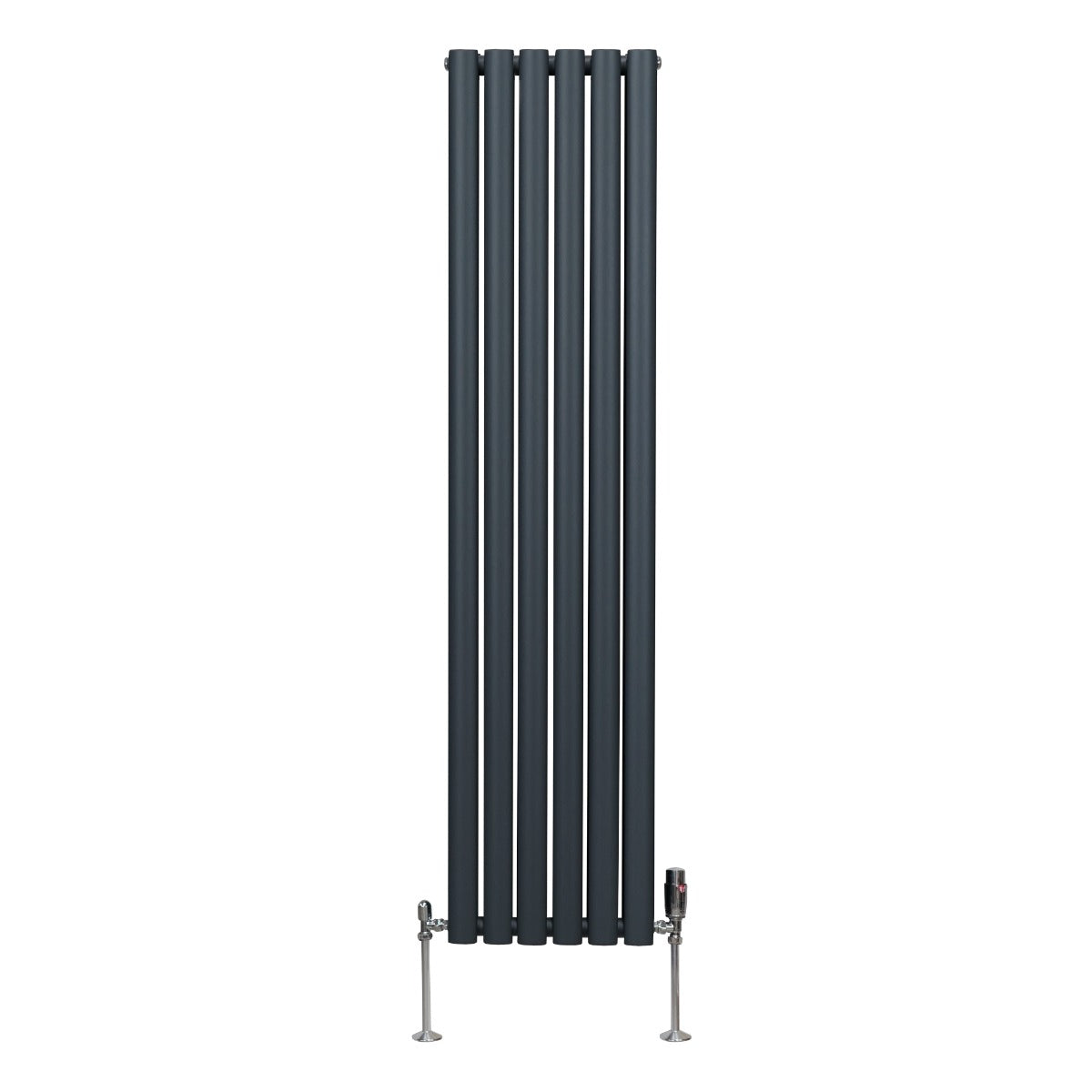 Radiateur à Colonne Ovale & Robinet Thermostatique Chromé - 1600mm x 360mm – Gris Anthracite