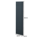 Radiateur à Colonne Ovale & Robinet Thermostatique Chromé - 1600mm x 360mm – Gris Anthracite