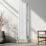 Radiateur à Colonne Ovale & Robinet Thermostatique Chromé - 1600mm x 360mm – Blanc