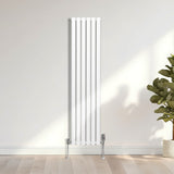 Radiateur à Colonne Ovale & Robinet Thermostatique Chromé - 1600mm x 360mm – Blanc