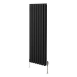 Radiateur à Colonne Ovale & Robinet Thermostatique Chromé - 1600mm x 480mm – Noir