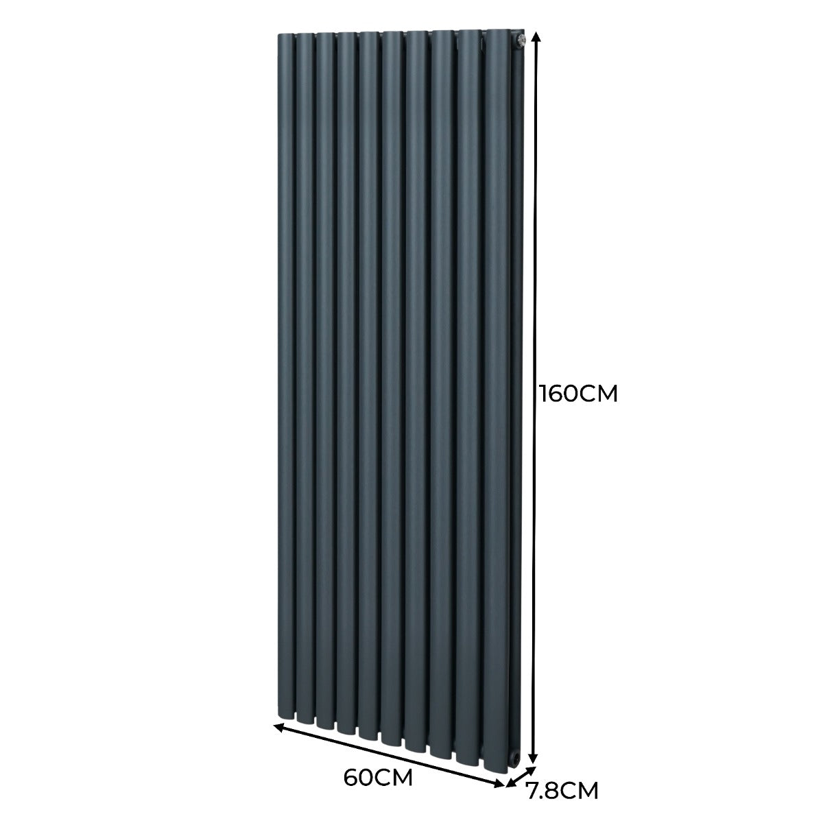 Radiateur à Colonne Ovale & Robinet Thermostatique Chromé - 1600mm x 600mm – Gris Anthracite