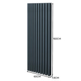 Radiateur à Colonne Ovale & Robinet Thermostatique Chromé - 1600mm x 600mm – Gris Anthracite