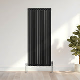 Radiateur à Colonne Ovale & Robinet Thermostatique Chromé - 1600mm x 600mm – Noir