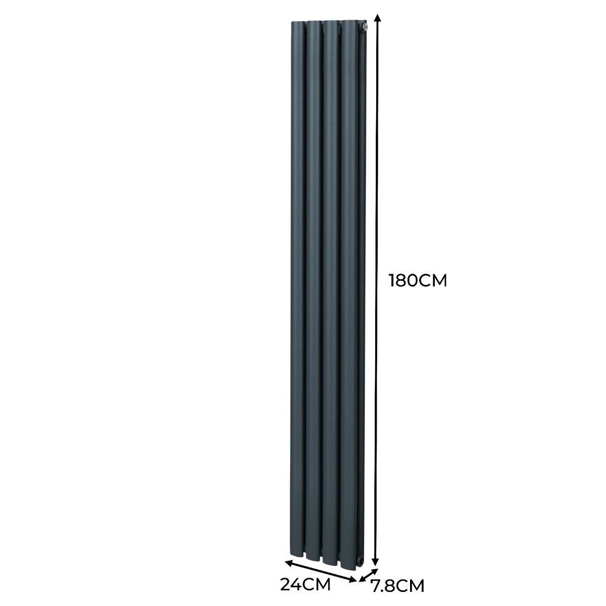 Radiateur à Colonne Ovale & Robinet Thermostatique Chromé - 1800mm x 240mm – Gris Anthracite