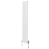 Radiateur à Colonne Ovale & Robinet Thermostatique Chromé - 1800mm x 240mm – Blanc