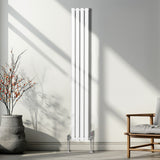 Radiateur à Colonne Ovale & Robinet Thermostatique Chromé - 1800mm x 240mm – Blanc