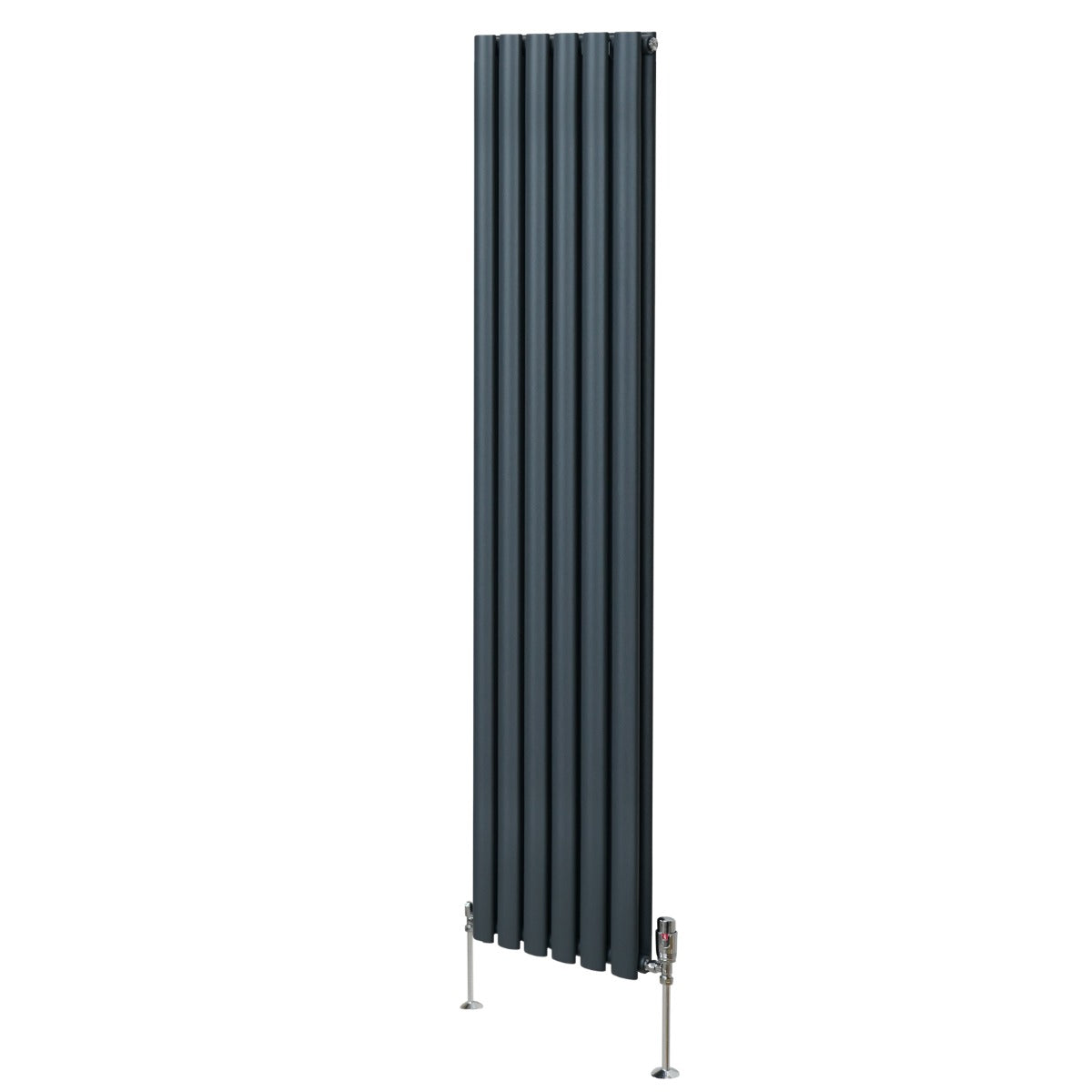 Radiateur à Colonne Ovale & Robinet Thermostatique Chromé - 1800mm x 360mm – Gris Anthracite