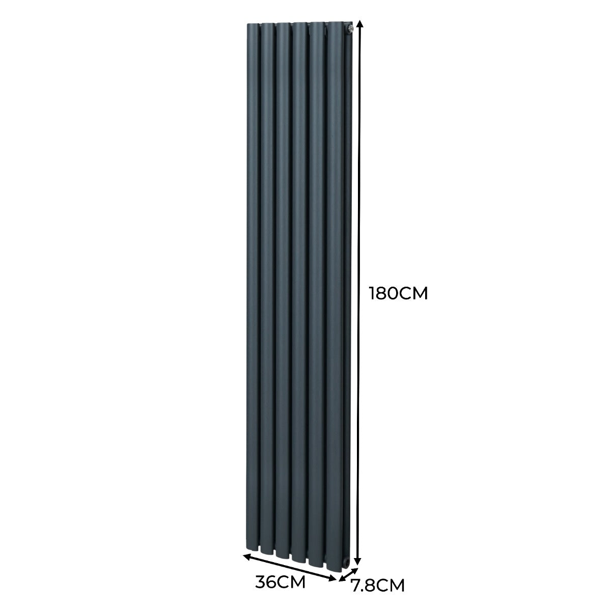 Radiateur à Colonne Ovale & Robinet Thermostatique Chromé - 1800mm x 360mm – Gris Anthracite