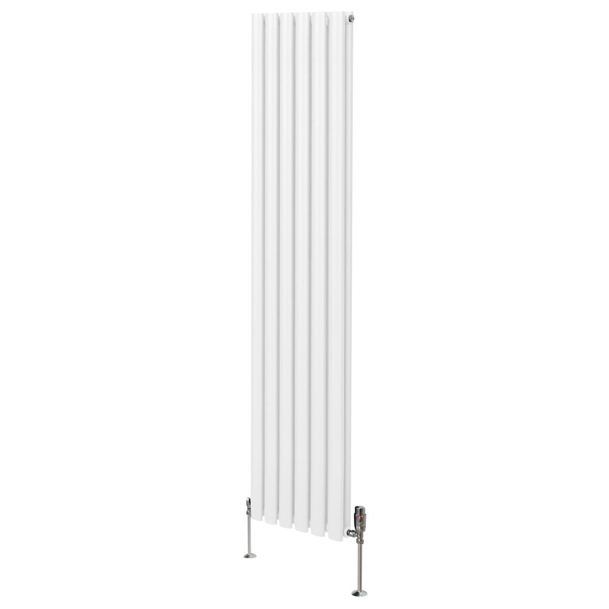 Radiateur à Colonne Ovale & Robinet Thermostatique Chromé - 1800mm x 360mm – Blanc