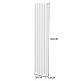 Radiateur à Colonne Ovale & Robinet Thermostatique Chromé - 1800mm x 360mm – Blanc