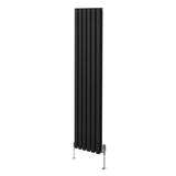 Radiateur à Colonne Ovale & Robinet Thermostatique Chromé - 1800mm x 360mm – Noir