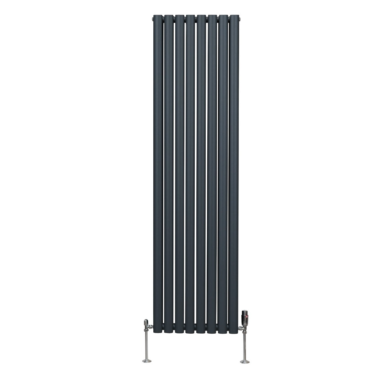 Radiateur à Colonne Ovale & Robinet Thermostatique Chromé - 1800mm x 480mm – Gris Anthracite