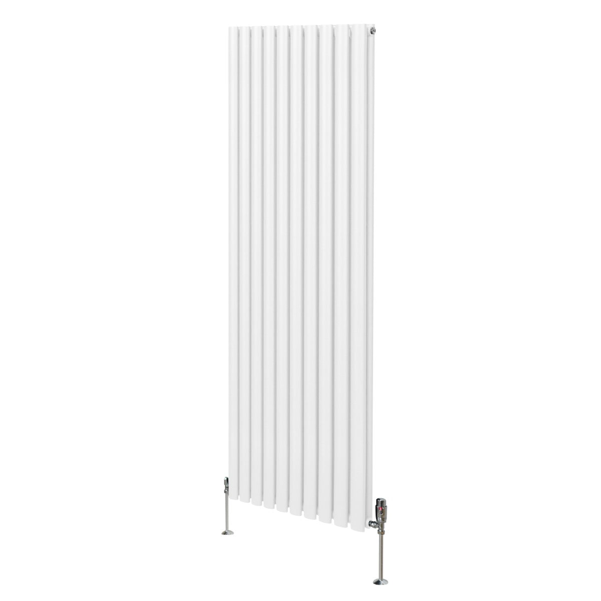 Radiateur à Colonne Ovale & Robinet Thermostatique Chromé - 1800mm x 600mm – Blanc