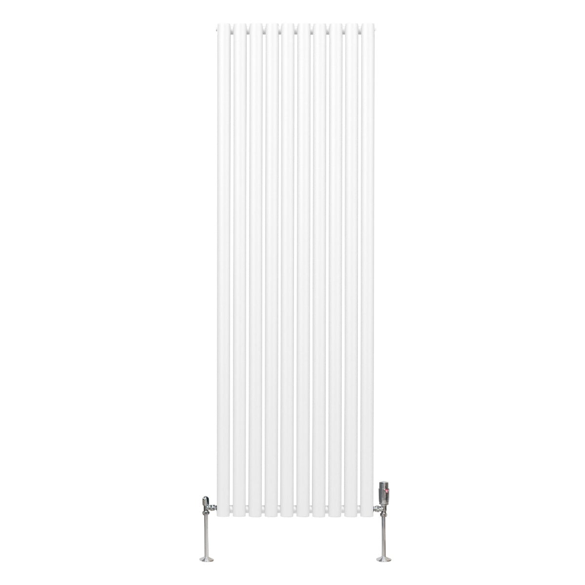 Radiateur à Colonne Ovale & Robinet Thermostatique Chromé - 1800mm x 600mm – Blanc