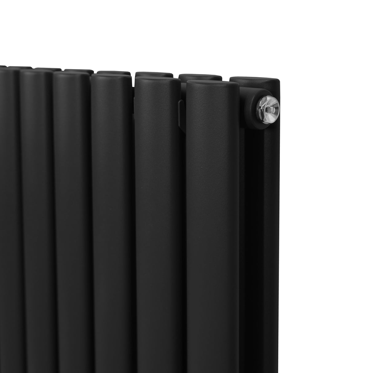 Radiateur à Colonne Ovale & Robinet Thermostatique Chromé - 1800mm x 600mm – Noir