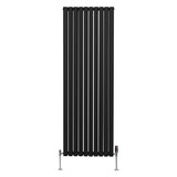 Radiateur à Colonne Ovale & Robinet Thermostatique Chromé - 1800mm x 600mm – Noir