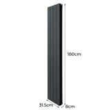 Radiateur en Aluminium & Valves - 1800mm x 315mm – Gris Anthracite