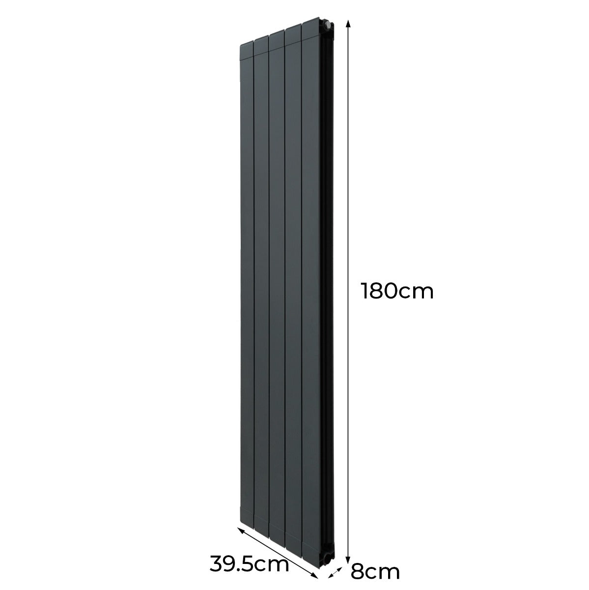 Radiateur en Aluminium & Valves - 1800mm x 395mm – Gris Anthracite