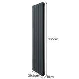 Radiateur en Aluminium & Valves - 1800mm x 395mm – Gris Anthracite