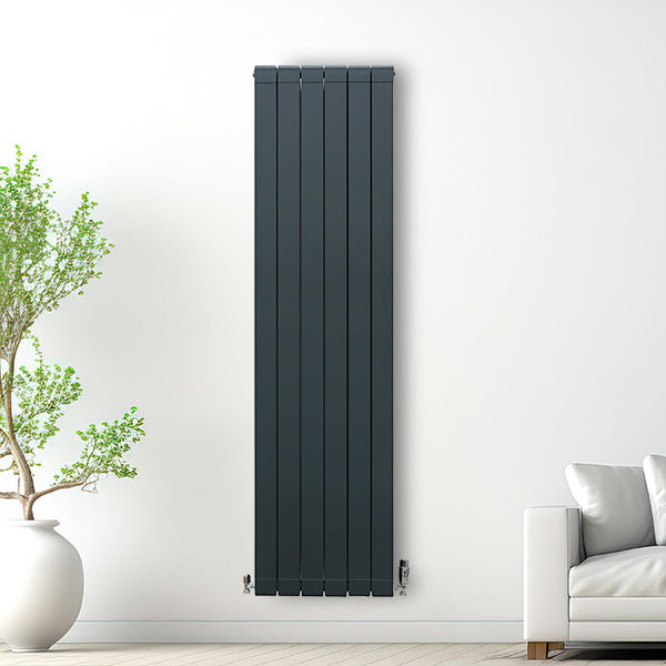 Radiateur en Aluminium & Valves - 1800mm x 475mm – Gris Anthracite