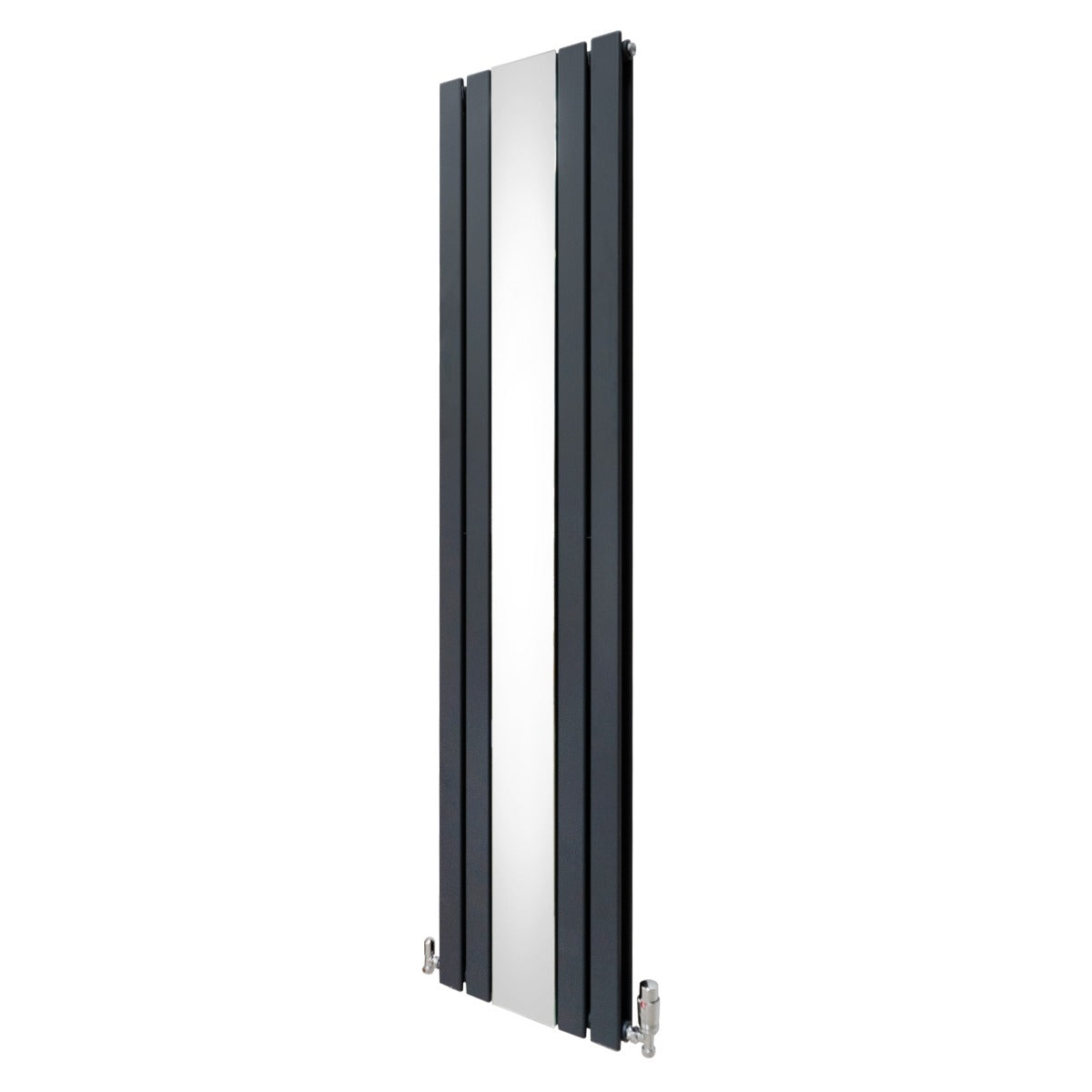 Radiateur Plat avec Miroir & Valves - 1800mm x 425mm – Gris Anthracite