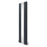 Radiateur Plat avec Miroir & Valves - 1800mm x 425mm – Gris Anthracite