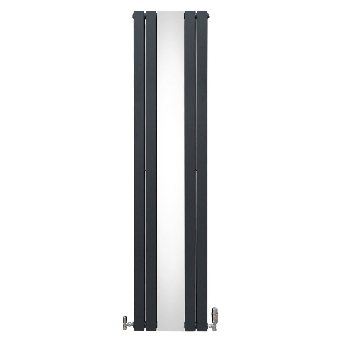 Radiateur Plat avec Miroir & Valves - 1800mm x 425mm – Gris Anthracite