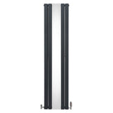 Radiateur Plat avec Miroir & Valves - 1800mm x 425mm – Gris Anthracite