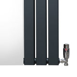 Radiateur Plat avec Miroir & Valves - 1800mm x 425mm – Gris Anthracite