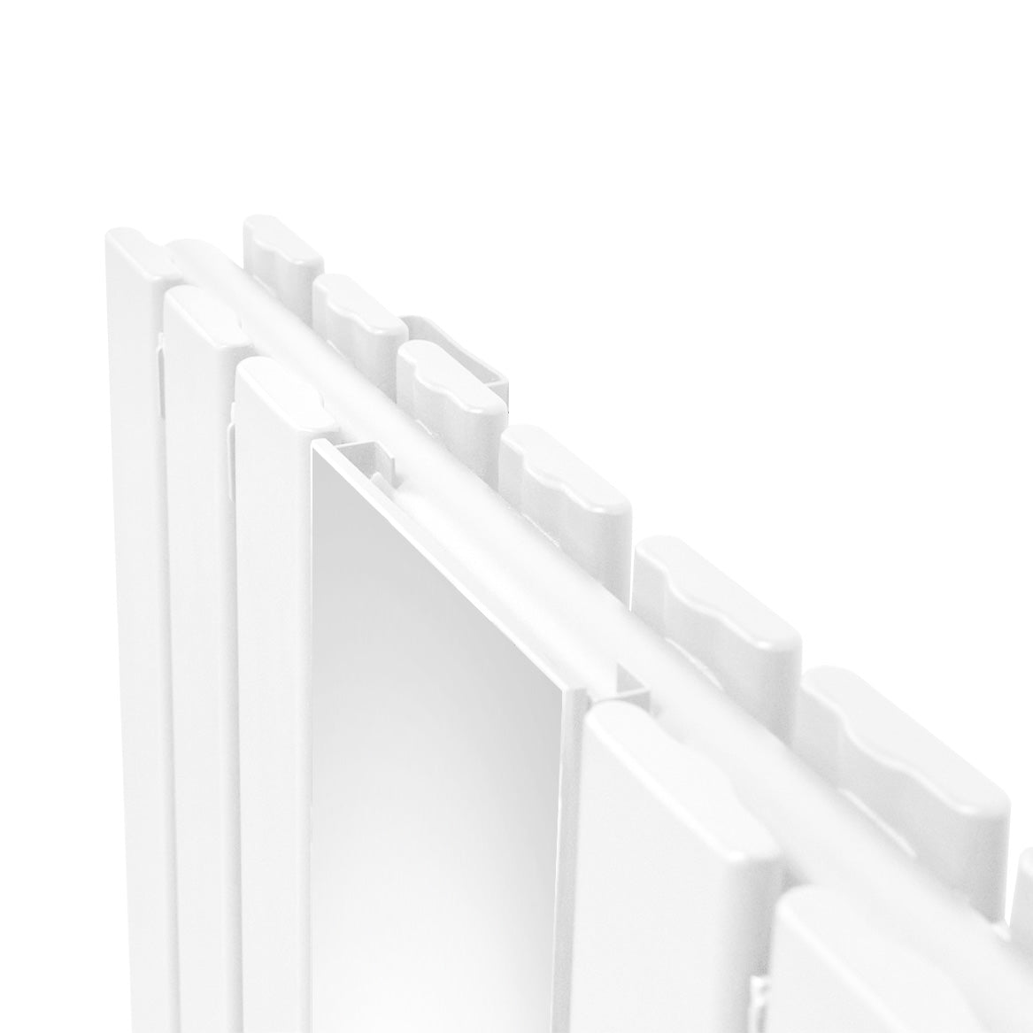 Radiateur Plat avec Miroir & Valves - 1800mm x 425mm – Blanc