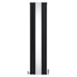 Radiateur Plat avec Miroir & Valves - 1800mm x 425mm – Noir