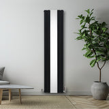 Radiateur Plat avec Miroir & Valves - 1800mm x 425mm – Noir