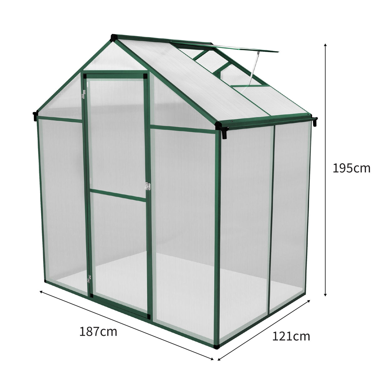 Serre de Jardin en Polycarbonate Verte - 180 x 120 cm