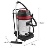 80L Aspirateur Industriel, 5 Accessoires & 3 Sacs d’Aspirateur GRATUITS