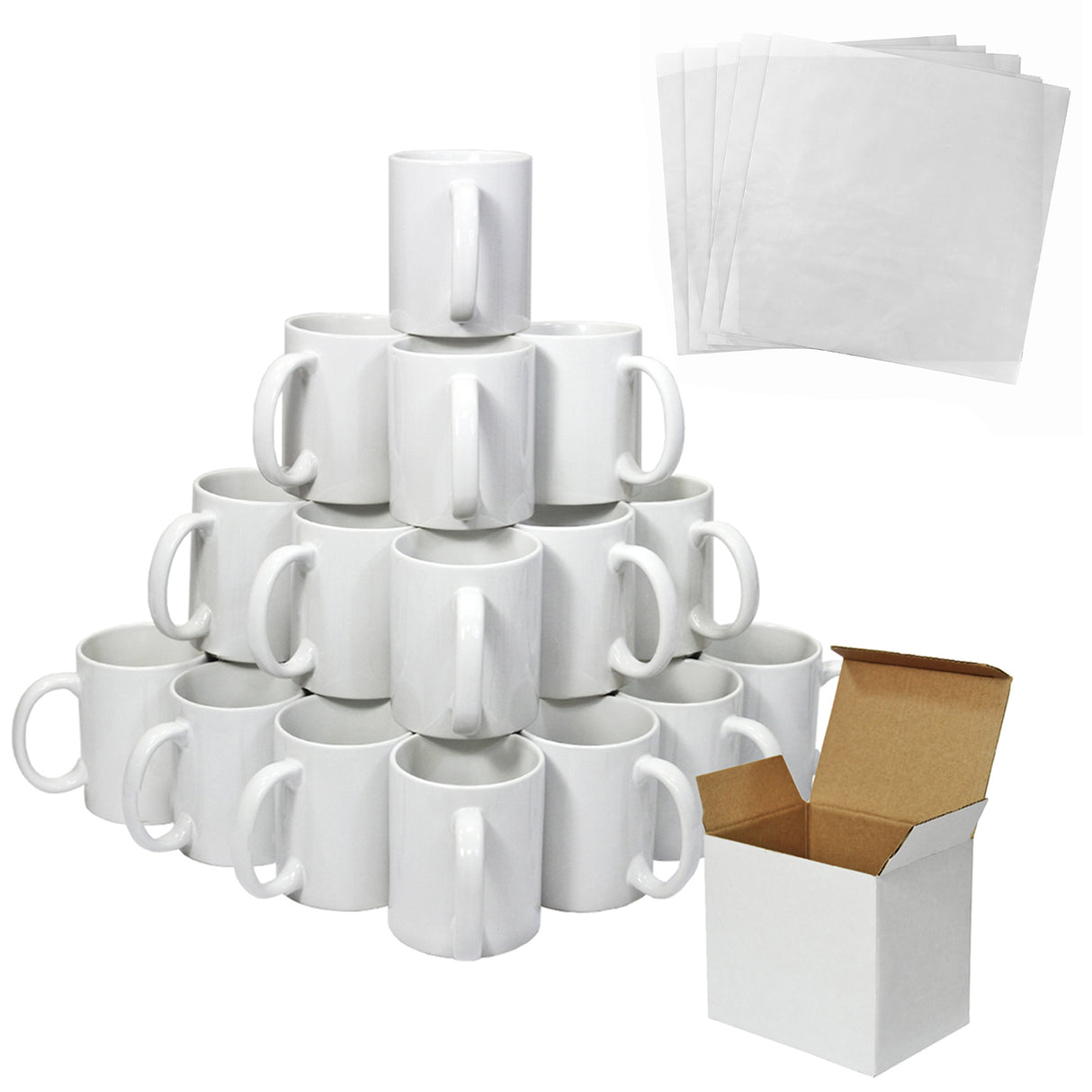 36 Tasses À Sublimation Blanches Avec Boîtes Et Feuilles de Papier de Sublimation